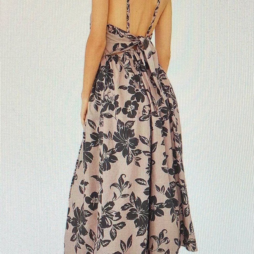 Free People Strapless Floral Dress - Black and Cream - Picture 2 of 7